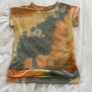 orange yellow and grey tie dye shirt
